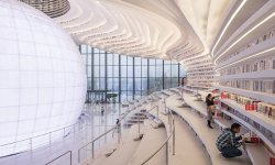 Футуристическое здание библиотеки с непрерывными книжными полками от MVRDV, Китай